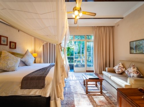 Inside one of the room at The Victorian Manor, a luxury bed and breakfast lodge in Victoria Falls, Zimbabwe