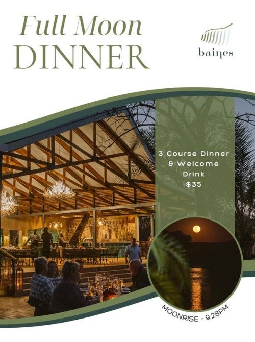 Full Moon dinners at the riverside Baines Restaurant in Victoria Falls, Zimbabwe