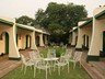 Garden chairs set up for guests to unwind